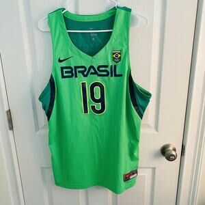 Brazil Basketball Jersey Mens Large Olympic Nike Barbosa 19 Dri Fit Brasil RARE